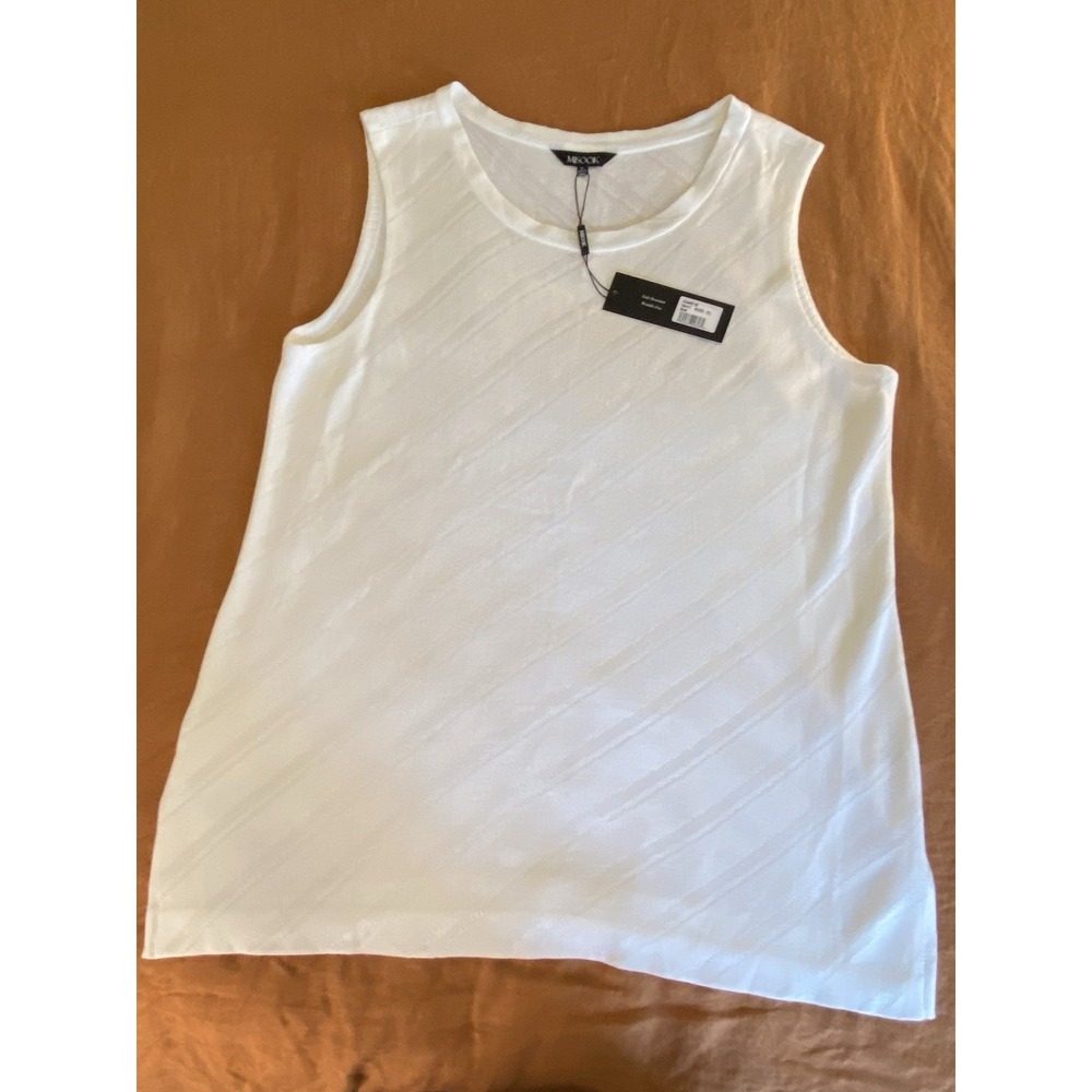 Misook Quiet Luxury New White XL Wrinkle Free Scoop Mylana Knit K4451B sku61